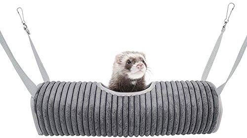 WOLEDOE Ferret Tunnel Hanging Hammock Bed, Small Animal Rats Squirrel Toy - Grey