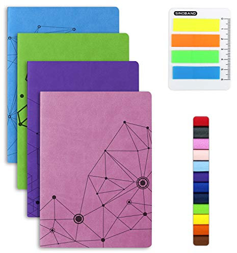 GRT A5 PU Leder Bunte Schreiben Notebook Journal Tagebuch Notizbuch Täglichen Notizblock Nette Reise Journal Notizbücher (Set von 4 Zufällige Farbe) (Geom)