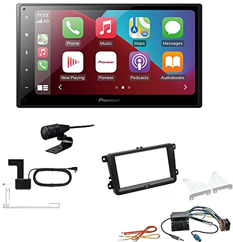 Pioneer SPH-DA160DAB 2-DIN Autoradio CarPlay Android Auto Bluetooth DAB USB passend für Volkswagen VW T5 Transporter 2003-2015 runde Ecken, schwarz ohne Canbus