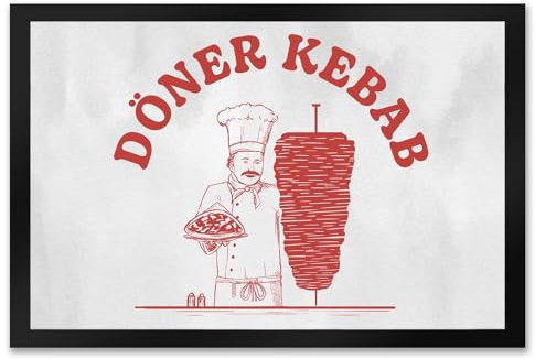speecheese Döner Kebab witzige Fußmatte XXL in 50x75 cm mit Dönermotiv lustiger Fußabstreifer für die Studenten WG Fußabtreter mit Drehspieß