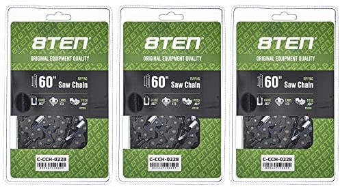 8TEN Ripping Chainsaw Chain 60 Inch .063 .404 173DL for Stihl 051 070 075 076 084 088 MS880 090 (3 Pack)