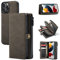 CASEME Wallet Case for iPhone 13 Pro Max, Detachable Magnetic Flip Leather Case Cover with Zipper Money Pouch (17 Card Slot),Brown