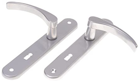 Aqbau® Türdrückerset Langschild Silber | Türdrücker | Türklinke | Türgriffe | Türbeschlag (BB Buntbart)