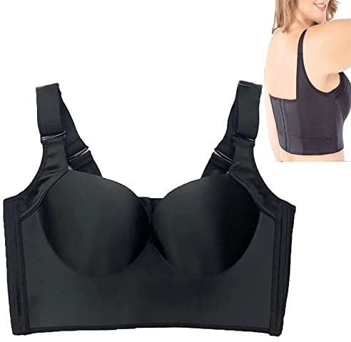 Fashion Deep Cup Bra Hides Back Fat, Full Back Coverage Bra Sports Comfortable Bras,Hide Back Fat Bras for Women (36/80CDE, Black)
