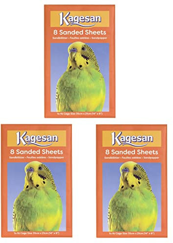 3 PACK Kagesan Sandpapier für Vogelkäfig, 35 x 21 cm, Orange, 24 Bögen