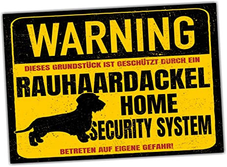 Siviwonder Klingelschild Dackel Rauhaardackel Schild 20×14 cm Alu-Verbund 3 mm wetterfest ohne Bohrung - lustiges Warnschild Hund für Tür Zaun Garten Hauswand - Betreten auf eigene Gefahr Hinweis