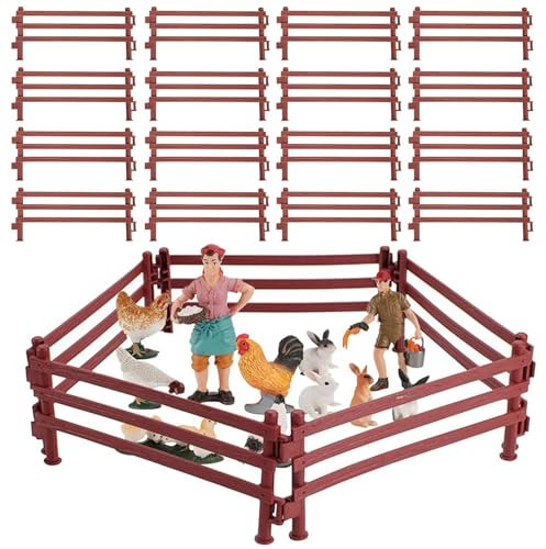Pferdezaun Spielzeug, 40 Stücke Pferd Corral Fechten Zubehör Spielzeug, 15,5 x 6,5cm Micro Landschaft Deko, Zäune Koppel Bauernhof Spielzeug Dekorationen, Kunststoff Farm Zaun Pädagogische Geschenk