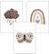 WBdesignz 3er Set Poster Kinderzimmer Boho Bilder Deko Babyzimmer Regenbogen Wolke Schmetterling