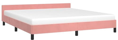 vidaXL Bettgestell mit Kopfteil, Bettrahmen mit Lattenrost, Bett Polsterbett mit Stützbeinen, Schlafzimmerbett Doppelbett, Rosa 180x200cm Samt