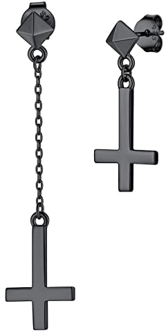 Supcare Boucles d’Oreilles Croix Hommes Hommes Argent Sterling 925 Asymétrique Stud Boucles d’oreilles Pendentif Boucle d’Oreille Hommes Croix de Saint-Pierre Boucles d’Oreilles pour Femmes Filles