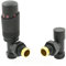 Hot Flow Textured Black Cascade Angled Modern TRV Thermostatic Radiator Valve (Pair) Includes Angled TRV Body & One Lock Shield for Quick & Easy Temperature Control. Perfect for Energy Saving.