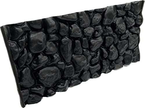 PLASTIKO - Aquarium Hintergrund 3D I Rückwänd 120x50 cm I Leicht zu Montieren und Reinigen I Keine Verklebung Erforderlich I Sicher für Tiere I Schwarz mit einem Muster aus Flusssteinen