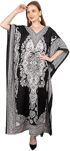 Art of Creation Robe Longue Type Caftan, Tunique pour Femme Grandes Tailles, Blanc, Taille Unique