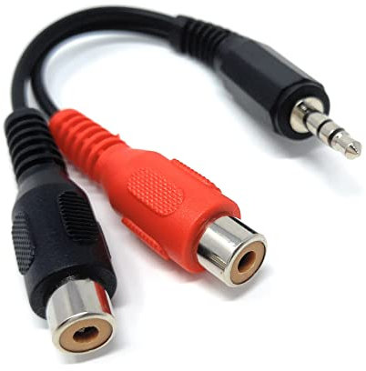 DRUT 10cm short 3.5mm Stereo Jack to 2 x phono RCA Sockets, Extension Cable Adapter 0.4ft
