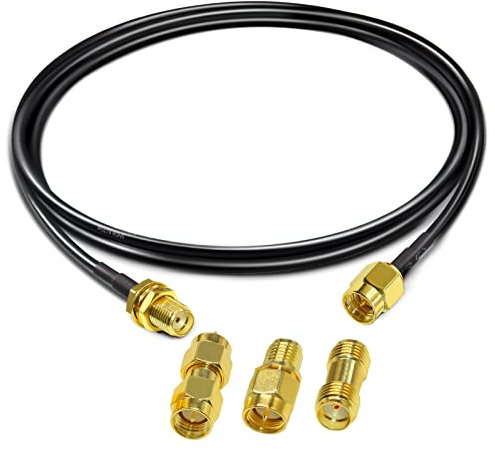 TUOLNK RG174 SMA Câble Coaxial Mâle à Femelle RF 3,3 Pieds (1m) + 3 Adaptateurs Radio Ham, Antenne 3G 4G LTE, Équipement SDR, ADS-B, GPS