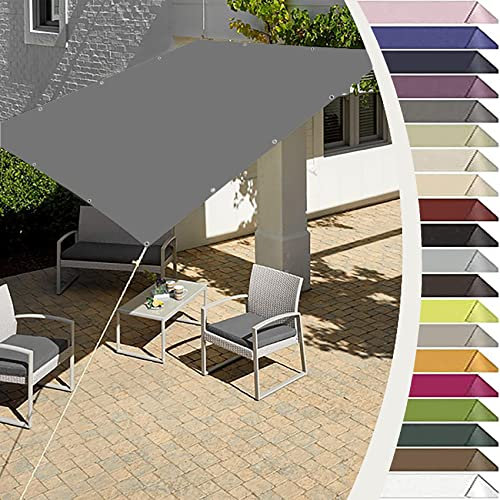 Sunscreen Awning Canopy 1.4 x 3.2 m Waterproof 98% UV Block Sunscreen Pergola Sun Canopies with Fixing Kit, Easy to Install for Patios Backyard Outdoor Garden, Light Grey