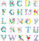 52 Stück Buchstaben zum Aufbügeln A-Z Blume Bestickte Alphabet Aufnäher Glitzer Buchstaben Schriftzug zum Aufbügeln Genähte Stickerei Aufnäher Kleidung Patches zum Aufbügeln