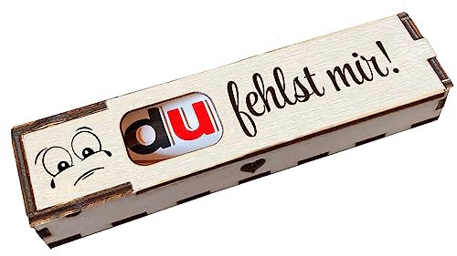 Duplo Holzbox Box mit Schokoriegel Geschenkbox mit Gravur Du fehlst mir! Geschenkidee