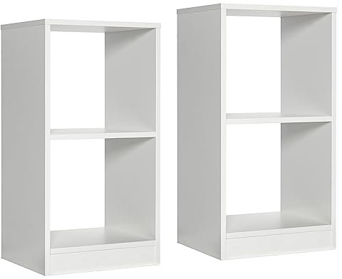 COSTWAY 2er Set Bücherregal, Standregal mit 2 Ebenen, Würfelregal aus Holz, Büroregal, Aktenregal, Aufbewahrungsregal Weiß, 38 x 33 x 72,5 cm