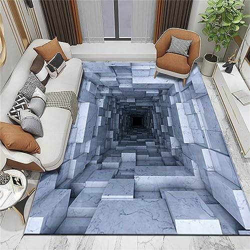 keephen 3D Optische Täuschung Rechteck Bereich Teppich Vortex Teppich rutschfest 3D Vortex Optische Täuschungen Bodenmatte für Esszimmer Zuhause Schlafzimmer Zimmer Dekor