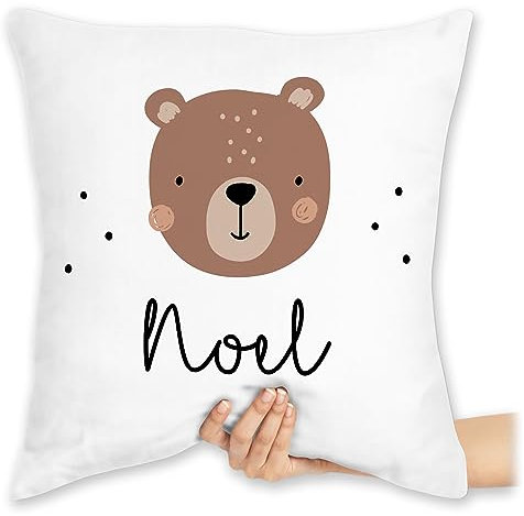 Kissen 40x40 Zierkissen - Süßer Bär I Bären I Bärenmotiv I Bear - 40 x 40 cm - Weiß - Teddy Name kissenhülle bärchen Tier Pillow teddybär Tiere sitzkissen personalisierte personalisierter