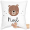 Kissen 40x40 Zierkissen - Süßer Bär I Bären I Bärenmotiv I Bear - 40 x 40 cm - Weiß - Teddy Name kissenhülle bärchen Tier Pillow teddybär Tiere sitzkissen personalisierte personalisierter