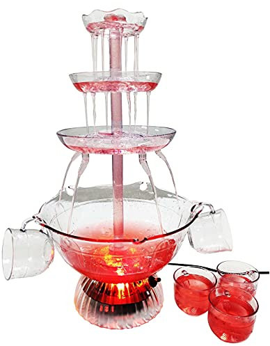 MytaYt3-Tier Party Fountain with 5 Cups (1.5 Gallons) for Wine Drinks, Table Fountain with LED Illuminated Base for Party Parties at Home