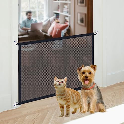 Enjoying Magic Dog Gate Safety Pet Stairs Gate Stretchy Dog Gates for Doorways Kitchen, Screen Guard for Gentle Dogs Cats 110cm x 72cm