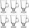 binsakao Irish Coffee Glasses, Set of 6 Latte Glasses 230ml Latte Mugs, Glass Coffee Mugs with Handle, Cappuccino Cups Hot Chocolate Glasses