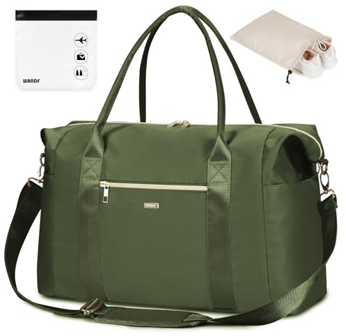 WANDF Cabin Bag 45x36x20 for Easyjet Underseat Travel, TSA Approved Quarts & Shoes Bags, Carry on Hand Luggage Weekend Bag for Women and Men (Dark Green, 32L)