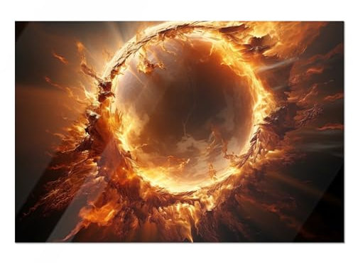 GRAZDesign Glasbild Universum Sonne - Wandbild aus Echtglas für Wohnzimmer, Küche, Jugendzimmer - Weltall Bilder auf Glas - 100x50cm
