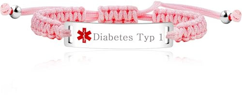 Uloveido Rosa gravierte Diabetes Typ 1 Medizinische Identität Armband für Mädchen Frauen Y3944