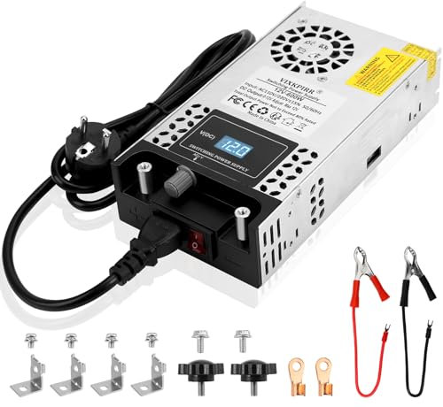 Fuente de Alimentación Ajustable DC 0-12V 50A 600W Transformador, 230V AC a DC 0-12V Convertidor 600W Fuente Alimentación con Pantalla LED, para LED lámpara Motor Bomba CCTV Cámara Seguridad