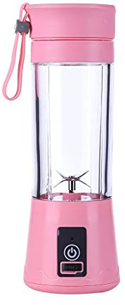 MIIKHI 380 ml USB ricaricabile spremiagrumi frullatore 6 lame spremiagrumi bottiglia di succo di agrumi limone frutta frutta frullato spremiagrumi alesatore (colore: rosa) (rosa)
