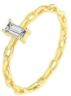 Klassischer 18 Karat Gold Ausschnitt Baguette Volldiamant Kristall Paar Ring für Frauen Vier Zacken Original Sterling Silber Hochzeit Schmuck