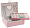 Dajasan Schmuckkästchen Mädchen, Schmuckaufbewahrung Damen, 2 Etagen Samt Schmuckschatulle für kleine Mädchen Kinder, Schmuck Geschenk Box für Weihnachten, Geburtstag, Neujahr (Rosa)