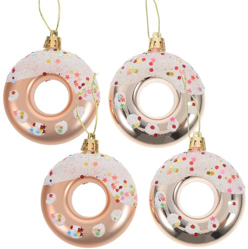 PRETYZOOM 4 Stück Weihnachtsdekorationskugel Donut-weihnachtsschmuck Dessert-Donut-anhänger Donut-Party-Dekorationen Weihnachtsbaum-süßigkeiten- Donut-Dessert-Ornament Plastik