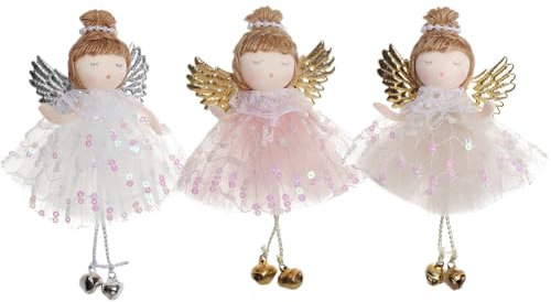 Satiskid 3 Pcs Christmas Tree Hanging Plush Angel Ornaments - Xmas Pendant Decoration for Holiday Home Party Decor