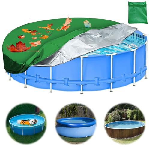 HuaMuDM 120X31CM Runde Poolabdeckung, Poolabdeckung Rund, Hundepool Abdeckung, Poolplane, Pool Abdeckplane, Abdeckung für Hundepool, Abdeckung für Pool, Round Pool Cove, Faltbarer UV Pool Abdeckplane