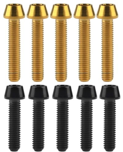 KGDUYC 10 Stück Fahrrad Riser Schrauben Titan beschichtet M5*20mm M6*20mm Schrauben Set für Rennrad, Mountainbike Riser (Schwarz)