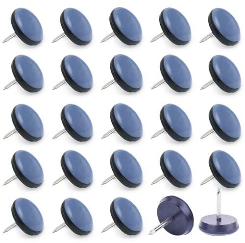 VABNEER 25mm Deslizadores para Muebles con Clavos, 24 Piezas PTFE Teflón Redondos Planeadores para Muebles, Mover Muebles Pesados para Pisos Lisos
