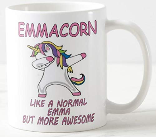 Mug ~ EMMACORN Like A Normal Emma BUT More Awesome ~ Unicorn Fantasy Name Gift Mugs for Best Friend Mum Mother Daughter Auntie Teacher or Colleague ~ Perfect Secret Santa
