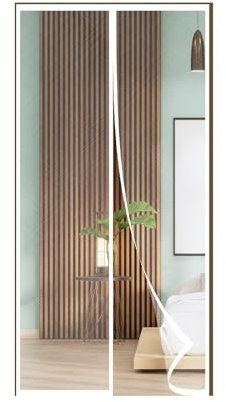 FIOVIP Porta magnetica per zanzariera, 70x130CM Tenda,chiusura automatica, facile installazione senza fori(poliestere, bianco)
