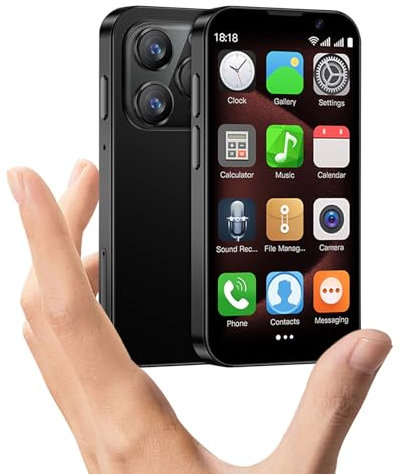 cofcvgs Mini teléfono, Mini teléfono de 3.0 Pulgadas, teléfono Inteligente 3g, 2GB Ram 16GB ROM, teléfono Inteligente Infantil Android 9.0, teléfono de batería de reconocimiento Facial 900mah (Negro)