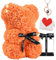 Rose Bear Gift, 10 Inch Artificial Flower Rose Teddy Bear with Gift Box, for Anniversary, Valentine's Day, Wedding, Birthday, Romantic Gift for Her (Orange)