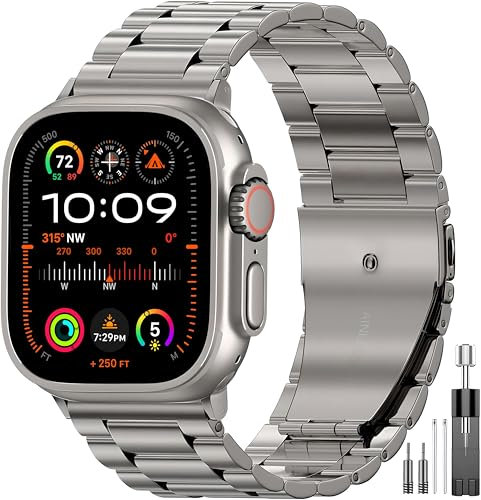 Kompatibel mit Apple Watch Armband 49mm 46mm 45mm 44mm 42mm 41mm 40mm 38mm, Herren Damen Business Edelstahl Metall Uhren Armband für iWatch Ultra/Ultra 2, SE, Serie 10 9 8 7 6 5 4 3 2 1