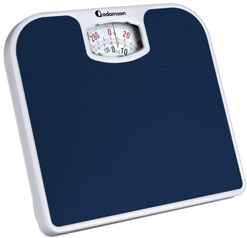 Adamson A21 Bascula de Baño Analogica - Hasta 136 KG - Superficie de Goma Antideslizante - Bascula Analogica - Duradera Con Garantía de 20 Años - Azul