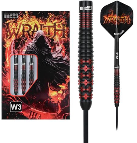 ONE80 Steeldarts Wraith VHD 90% Tungsten Steeltip Dart Steeldart Dartpfeile Set mit Schäften und Flights Hochwertige Tungsten Steeldarts (Barrel 03, 25 Gramm)