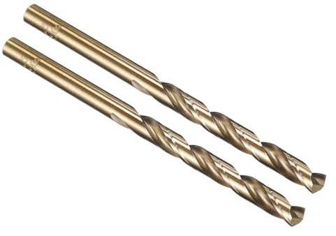 PATIKIL 5.5mm Drill Bit M35 Cobalt 5% High-Speed Steel 2 Pack | Jobber Straight Shank 135° Gold Finish for Stainless Steel Hard Metal