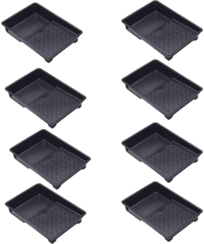 7 Inch 100% Recycled Plastic Paint Roller Tray With Textured Anti-Skid Grip, Ideal For Trade & DIY Rollers Up To 7 Wide and All Types Of Paint, Varnish, Woodstain Pack of 8